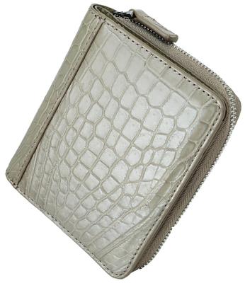 Gray Crocodile Leather Wallet for Men and Women Single Piece Short Mini with Coin Large Capacity Card Easy To Popular Good Crocodile - Genuine,
