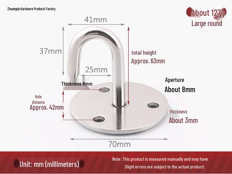 Stainless Steel U-Shaped Hanging Hook for Ceiling, Balcony, Plants, Sandbags, Fans, Clothes