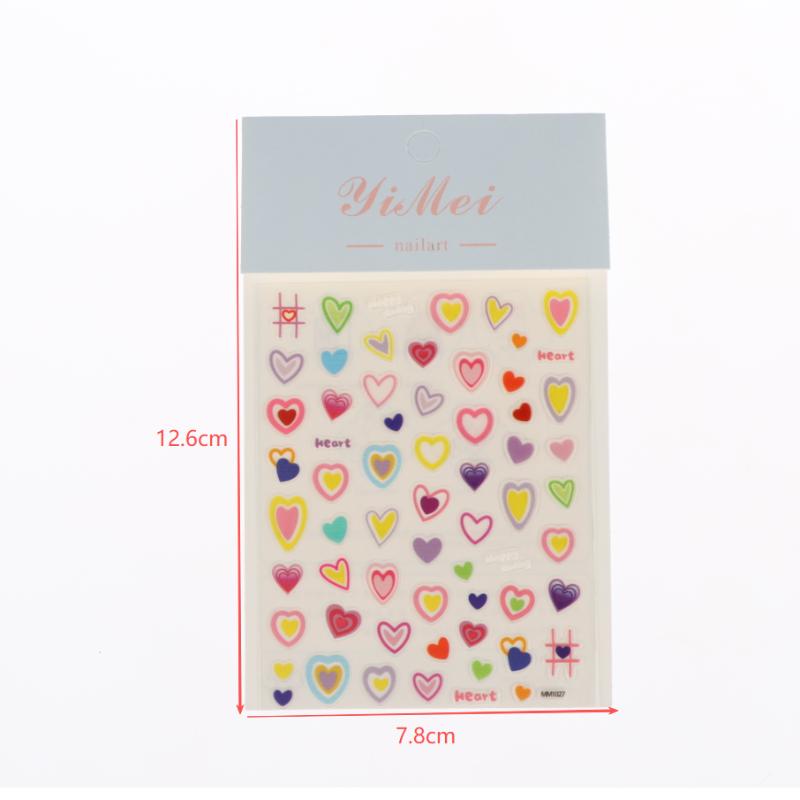 1/3Sheets Colorful Dopamine Jelly Scrapbook Stickers 3D Decal Cute Heart Pattern For Diy Journal Kawaii Nail Decals For Girls