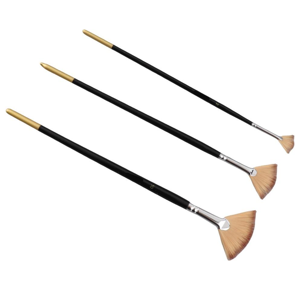6pcs Nylon Hair Fan Paint Brush Set Soft brush strands Grainer Brush Set Gouache Painting