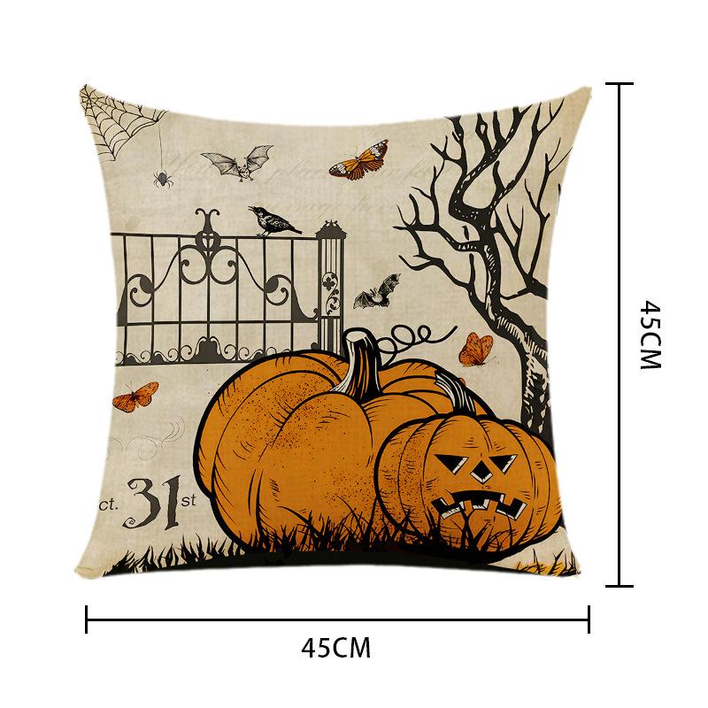 45X45Cm Single Pillow Case Without Pillow Insert Halloween Pumpkin Linen Print Throw Pillow Cover Home Bedhead Cushion