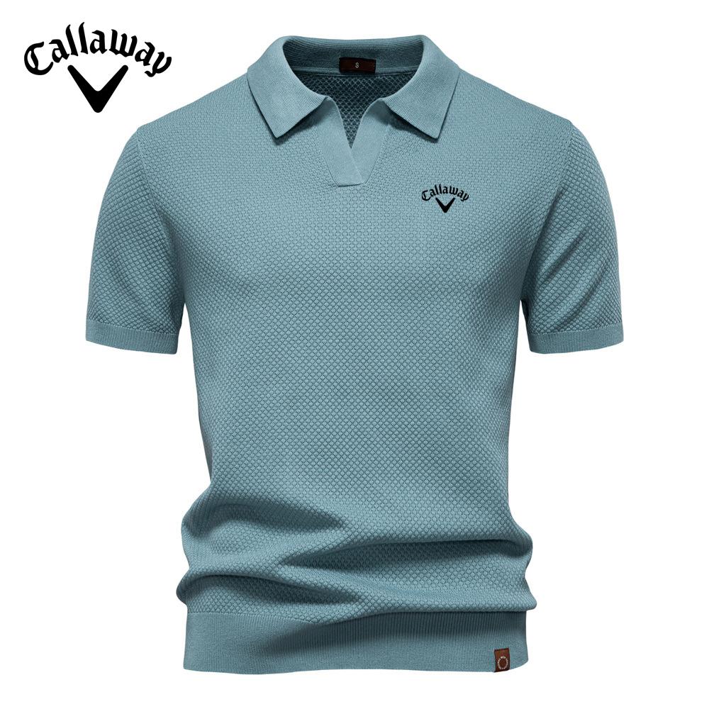 

Callaway 2025 Летний Вязаный Свитер-поло с Вышивкой Крупным Узором Ананаса для Мужского Бизнеса, Воротник «Чайка», Мужской Свитер с Коротким Рукавом XXL