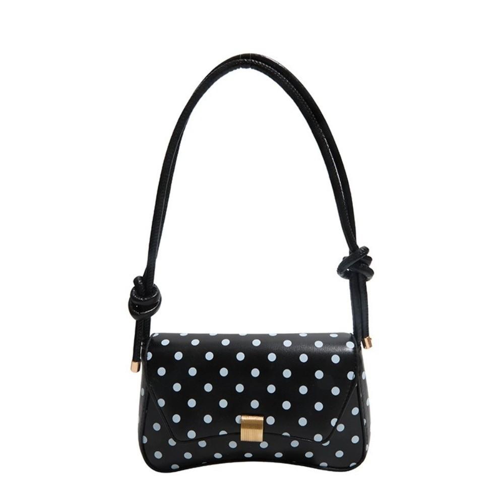 Polka Dot Pattern Flap Underarm Bag PU Material Flap Closure Casual Handbag Large Capacity Single Shoulder Strap