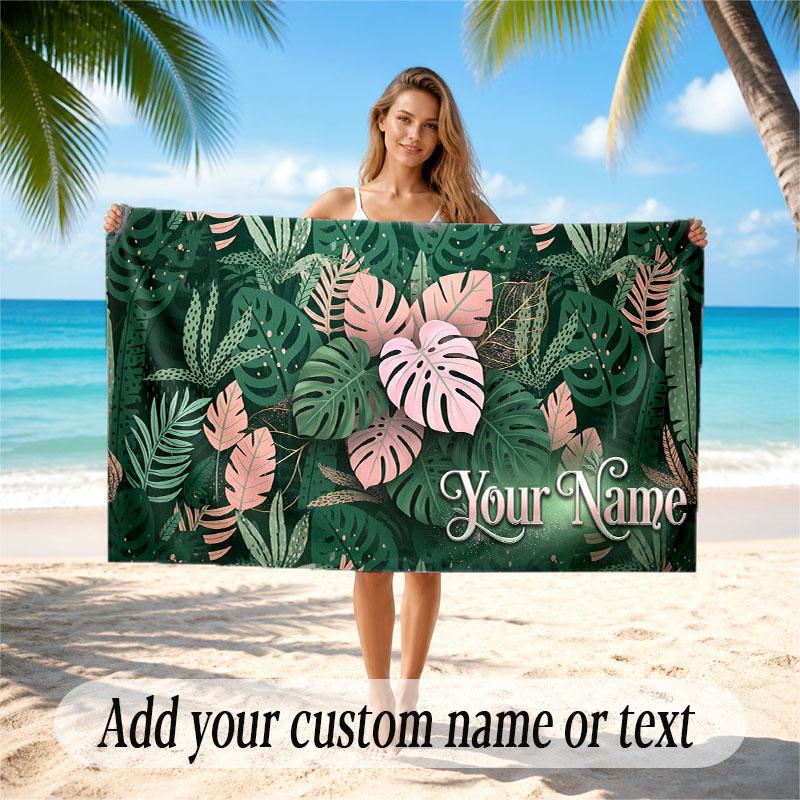 Nature Library Travel Theme Soft Beach Towel Personalized Custom Name Text Towel Portable for Beach Pool Travel