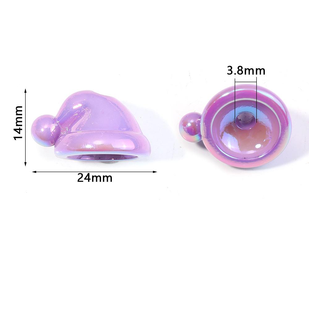 10pcs Christmas Hat Acrylic Beads Plated Color Loose Bead For DIY Jewelry Making Bracelet Necklace Keychain Christmas Decoration