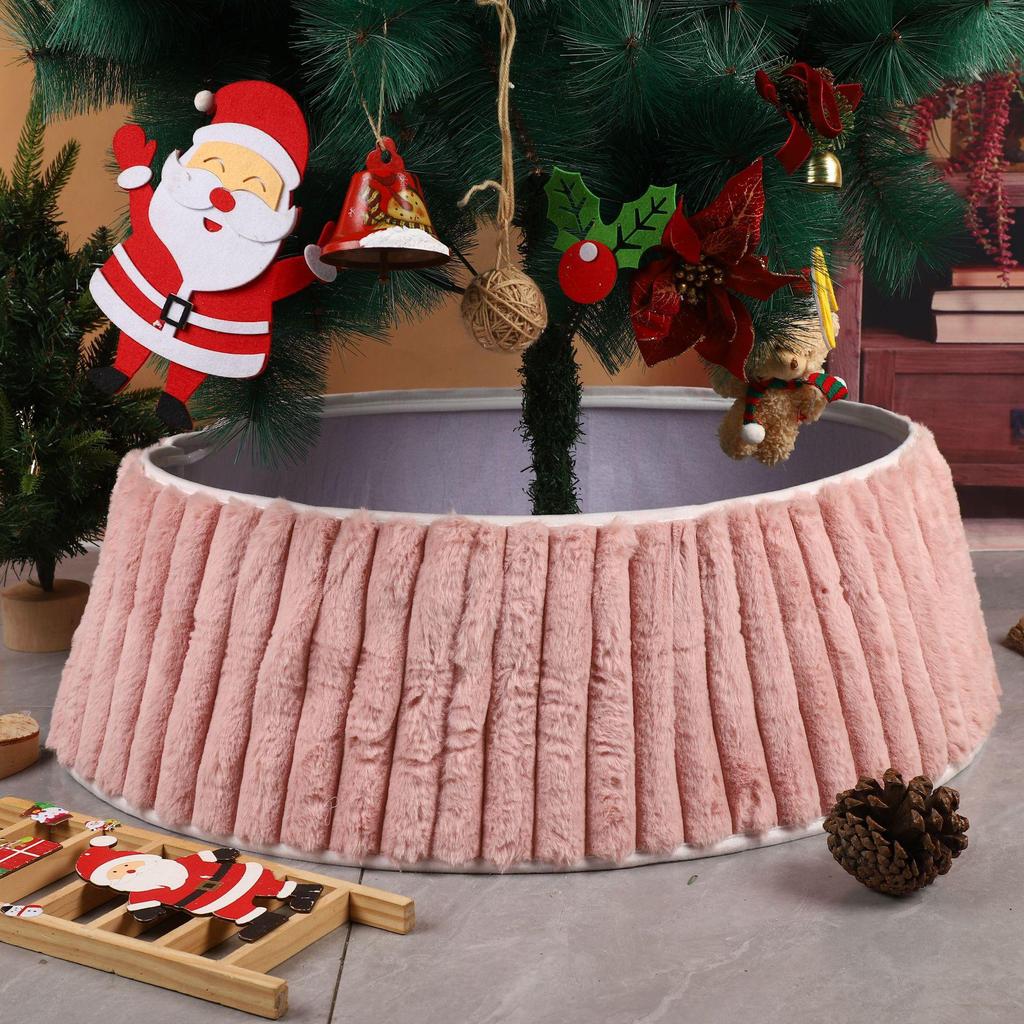 Vertical Diamond Pattern Plush Knitted Christmas Tree Skirt - Holiday Decor & Gifts