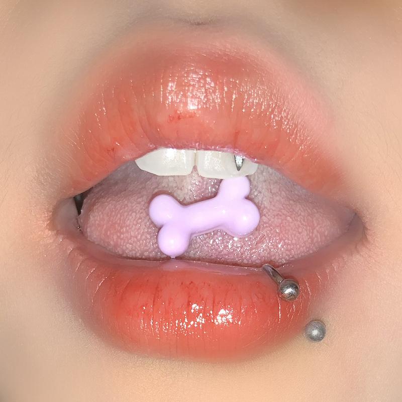 Personalized Cute Bone Tongue Nail Tongue Ring Stainless Steel Tongue Nail Punk Style Body Piercing Jewelry Gifts