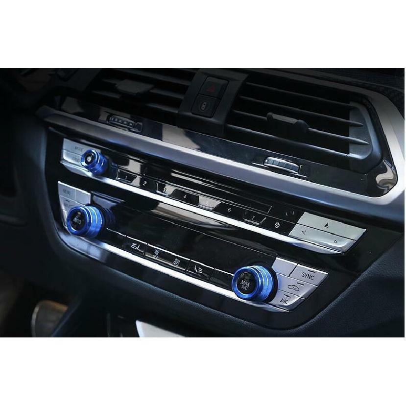 For BMW X3 G01 X4 G02 2018- Blue Aluminum Console AC Knob Ring Cover Trim