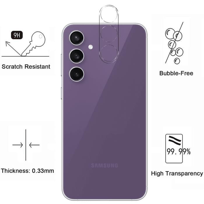 Protective Film - Phonillico - Samsung Galaxy S23 FE - Tempered Glass - Pack of 2 - Rear Camera Protection