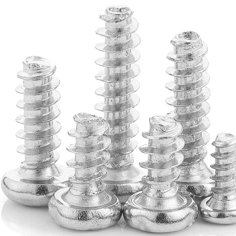 Nickel-Plated Self-Tapping Screws, Round Head, Flat Tail, Cross Pan, Sizes M2/M3/M4/M5/M6