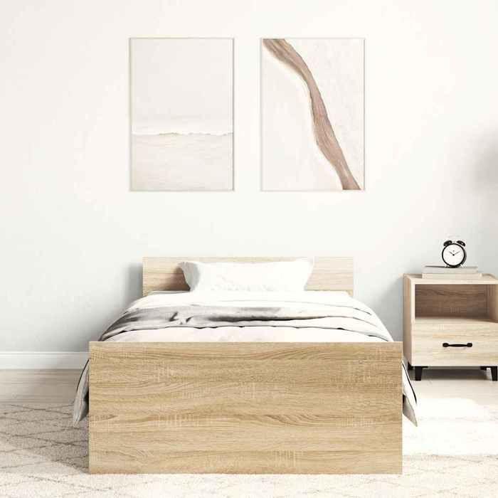 VidaXL Cadre de lit chêne sonoma 75x190cm petit simple bois ingénierie 835948