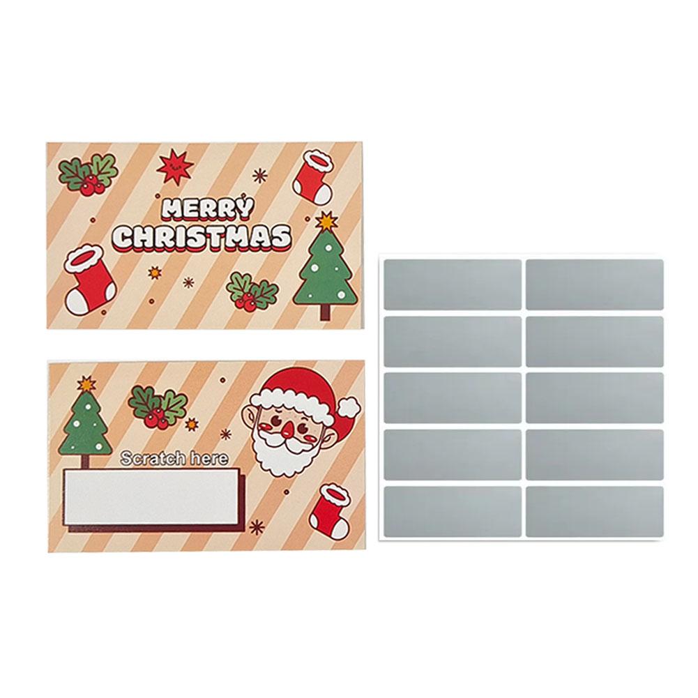 10pcs Christmas Scratch Cards Set DIY Gift Vouchers with Santa Claus & Tree Designs Party Favors DIY Games Supplies Gift Voucher