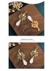 Retro Magnolia Fairy Earrings: Enamel Cloisonné & White Jade Cheongsam Style