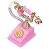 Dollhouse Mini Phone Model Retro Simulation European Vintage Phone Model Decoration for 1:12 Dollhouse Pink
