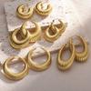 Simple Round Stainless Steel Earrings for Women Gold Color Piercing Hoop Earring Korean Vintage Jewelry Gift for Lover Mother