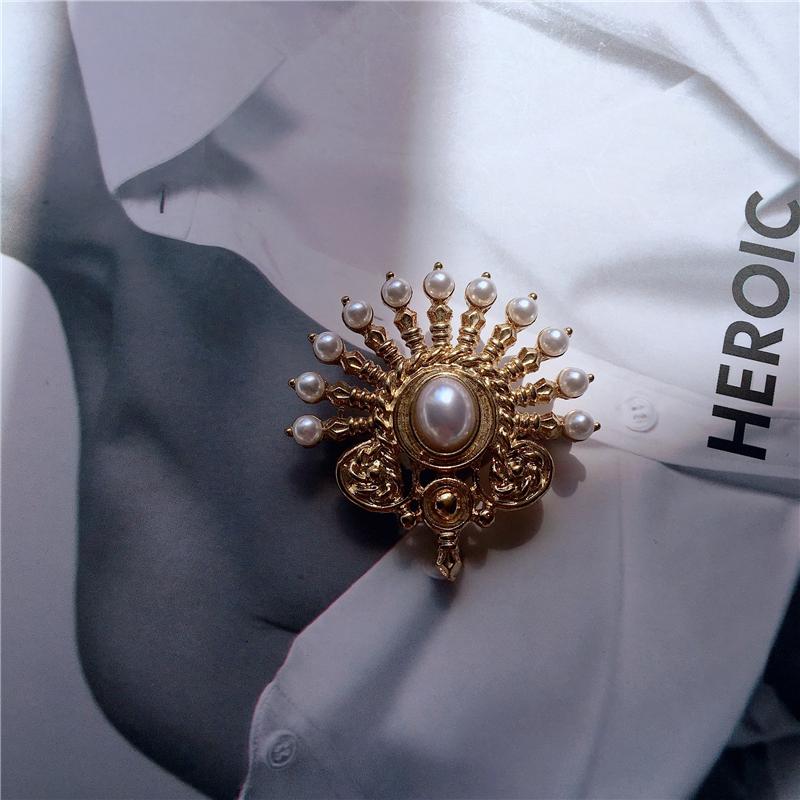 Creative Retro Baroque Style Gemstone Brooch Luxury Palace Party For Women Clothing Accessories Brooches Holiday Gifts