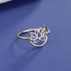 Teamer Elegant Buddhist Lotus Flower Ring for Women Girls Stainless Steel Vintage Finger Ring Yoga Amulet Anniversary Jewelry