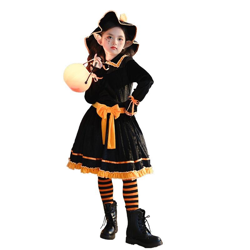 Halloween Children's Costume Pumpkin Costume Funny Baby Children's Costume Witch Costume Witch Stage Performance Dress