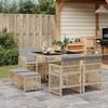 Vidaxl 9-Cz. Gartenmöbel-Set mit Kissen, Beige, Polyrattan