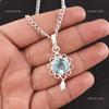 Heart Sky Blue Topaz Stone 925 Silver Ethnic Trendy Birthday Gift Boho Pendant PP-4-8