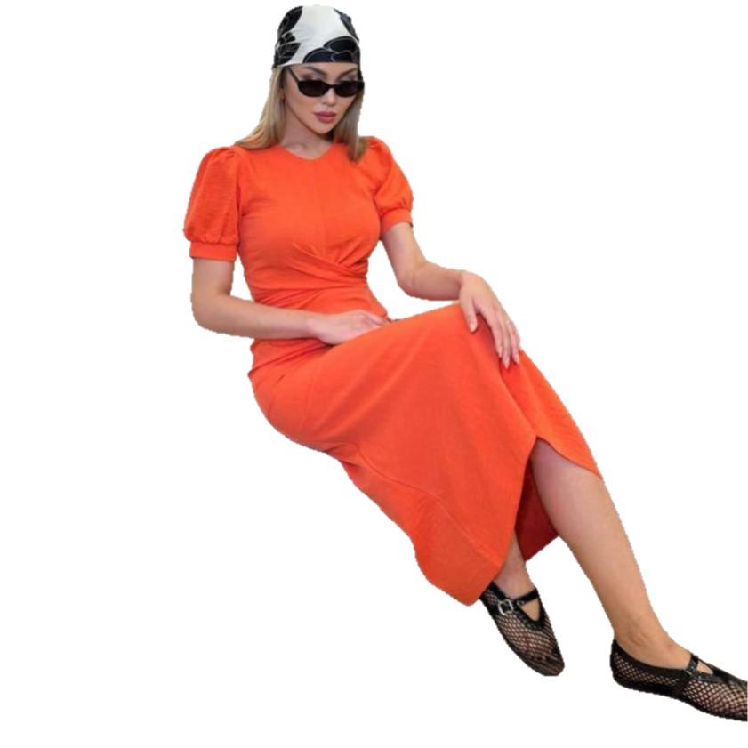 2025 Women's European & American Summer Short-Sleeve Wrap Dress - Casual High-Waist Slim Fit