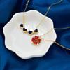 Red And Black Double Wearing Four-Leaf Flower Necklace Female Style Design Double Wearing Open And Closed Full Diamond Heart Shape