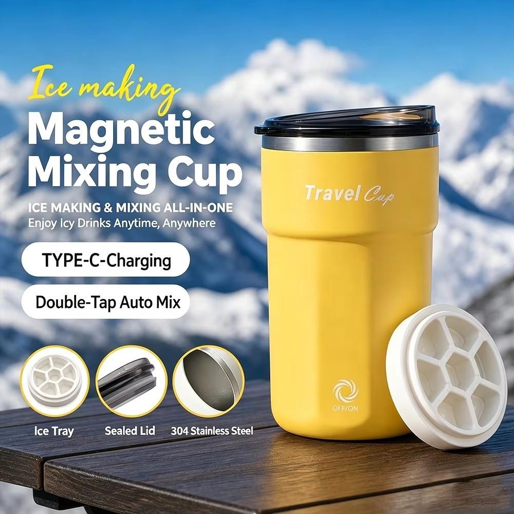 USB Rechargeable Magnetic Mixing Cup with Ice Tray Protein Shaking Cup Office