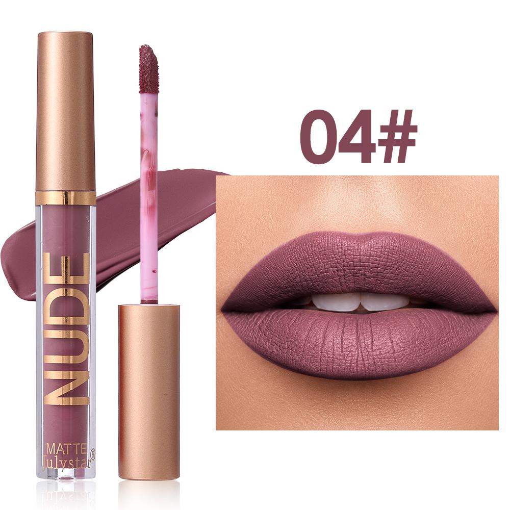 Julystar NUDE Matte Liquid Lipstick, Long Lasting Waterproof Velvet Lip Gloss, Non-Stick Cup Smudge-Proof Lip Tint