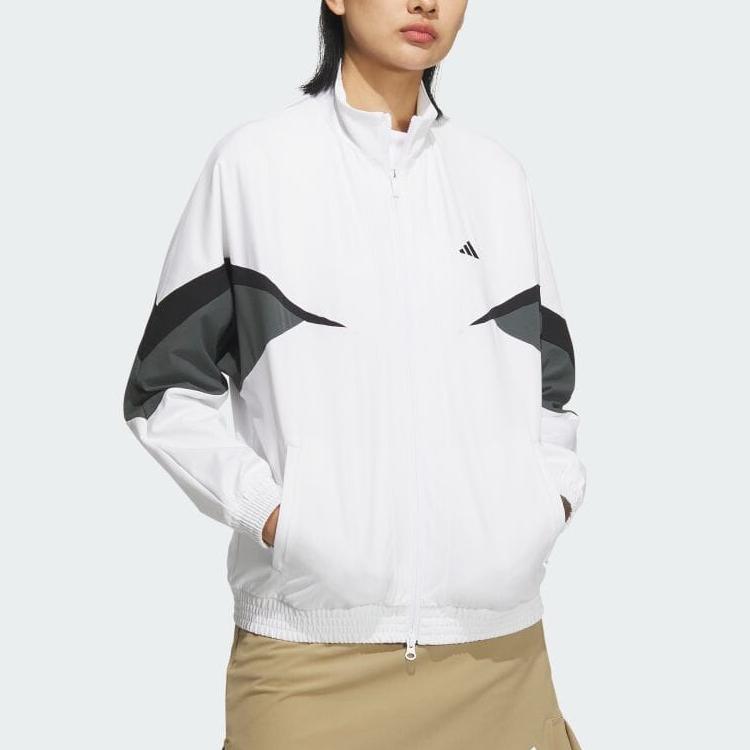 Adidas Vintage Sports Stand Collar Loose Zipper Long Sleeve Jacket Women Jacket White IM7214