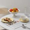 White/Yellow Color French Relief Plate Embossed Design Dessert Serving Tray  Restaurant Use