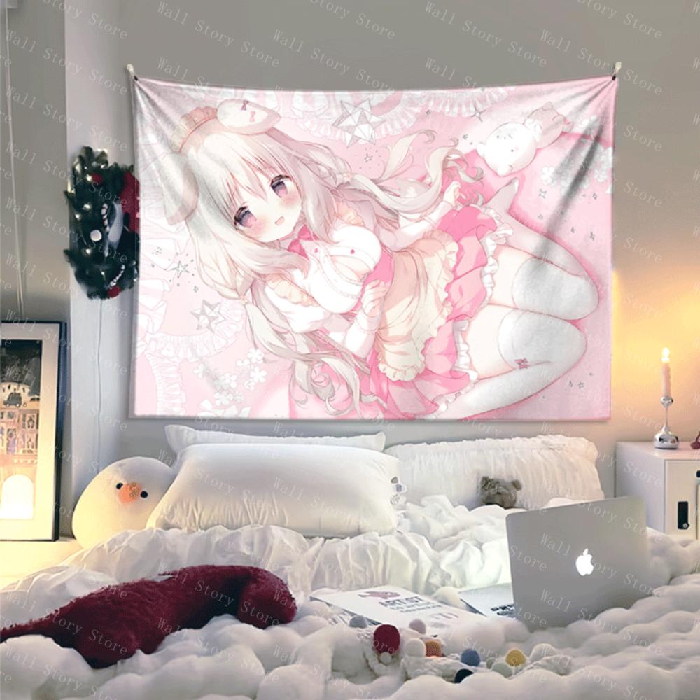 Cute background illustrations of a girl on Instagram decoration tapestries bedroom Tapestry bedside tapestries Bedside Tapestry 74x94cm(29x37in)
