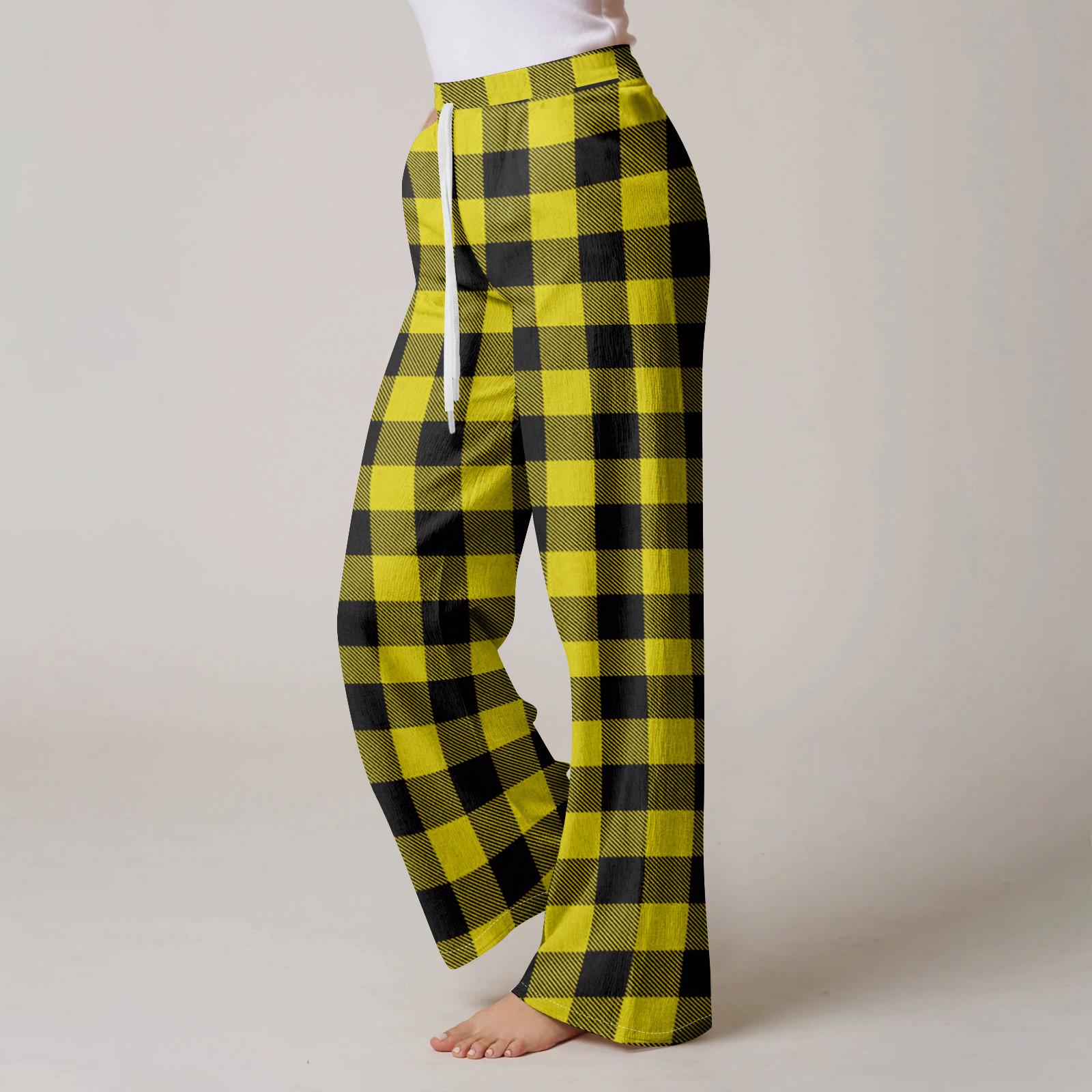 

Пижамные штаны в стиле аниме, повседневные брюки с эластичной резинкой на талии, удобные прямые свободные брюки для йоги XL жёлтый