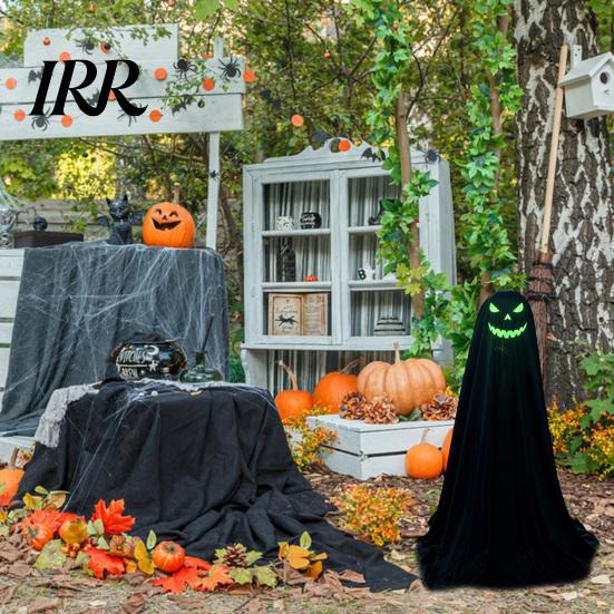 Ghost Wall Hanging Halloween Decoration for Outdoor, Large Light Up Standing Ghost, Festive Decorations Adjustable Spooky Black Decor Porch, Yard Lawn