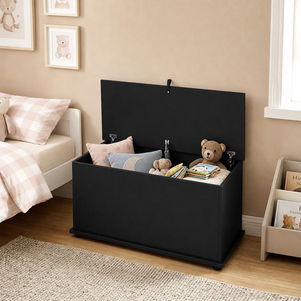 Storage Chest Large 102L Blanket Box 80 x 40 x 45cm, Black