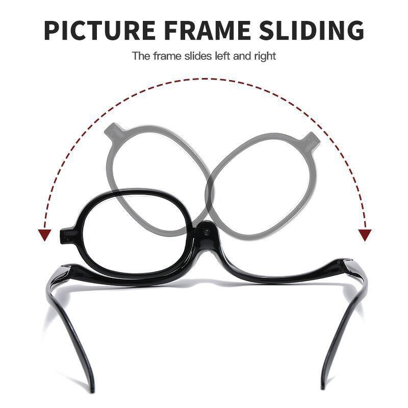 180 Rotating Magnifying Glasses Women Anti Blue Light Reading Makeup Clamshell Presbyopic Eyewear Goggle+1~5