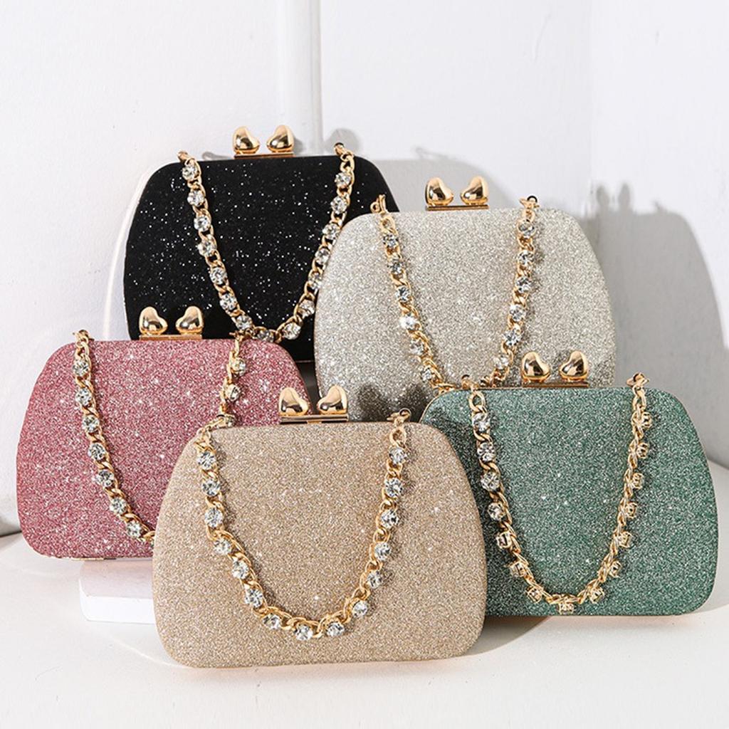 Luxury Square Rhinestones Evening Bags For Women Chain Shoulder Crossbody Bags Ladies Party Wedding Clutch