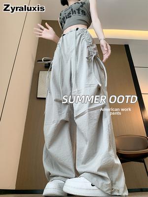 Women's Korean Style Loose Casual Cargo Pants Spring Autumn New Fashion Wide Leg Sweatpants