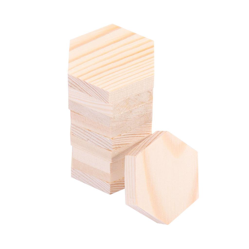 10 ks Šestihranné polygonální dřevěné kostky Prémiová borovicová dřevěná řemeslná deska pro DIY řemesla Party dekorace Dárky Umělecké projekty Snadno se natírá