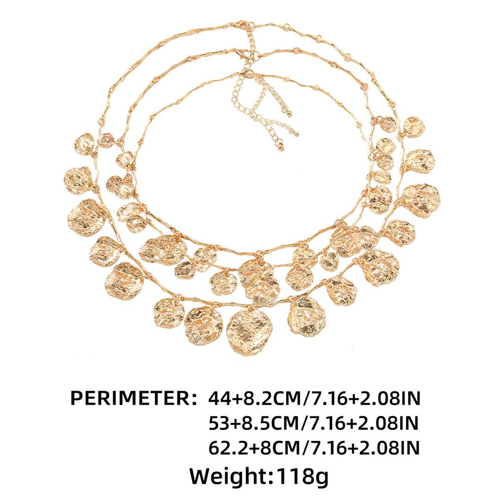 Women Vintage Multi Layer Pendant Stacked Geometric Circular Pendant Coin Necklace