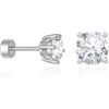 Cicy Bell Womens Flat Back Stud Earrings 18K Gold Plated Hypoallergenic | 316L G23 Surgical Titanium Steel, CZ Stud Jewelry, Tragus Helix Cartilage