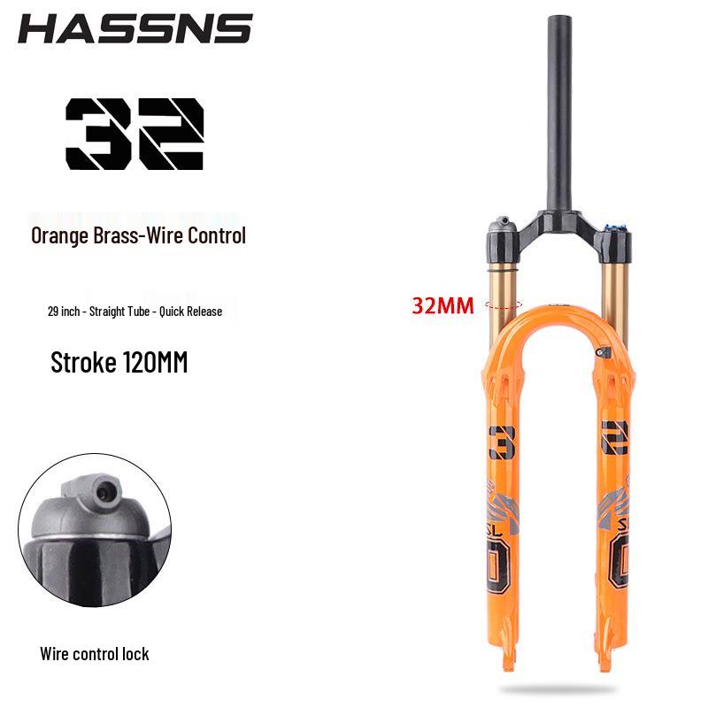 Furcă cu suspensie pe aer pentru bicicletă montană HASSNS cu reglaj de amortizare pentru roți de 26/27.5/29 inch