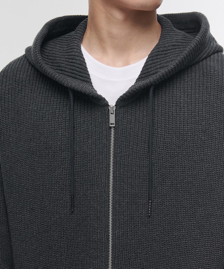 MUSINSA STANDARD Ribbed Knit Hooded Zip-Up [Medium Gray]