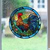 4 Sheets Round Anti-Collision Window Clings,Birds Alert Collision Window Decals Rooster Pattern Static Deterrent Decal Prevent Bird Strikes on Doors