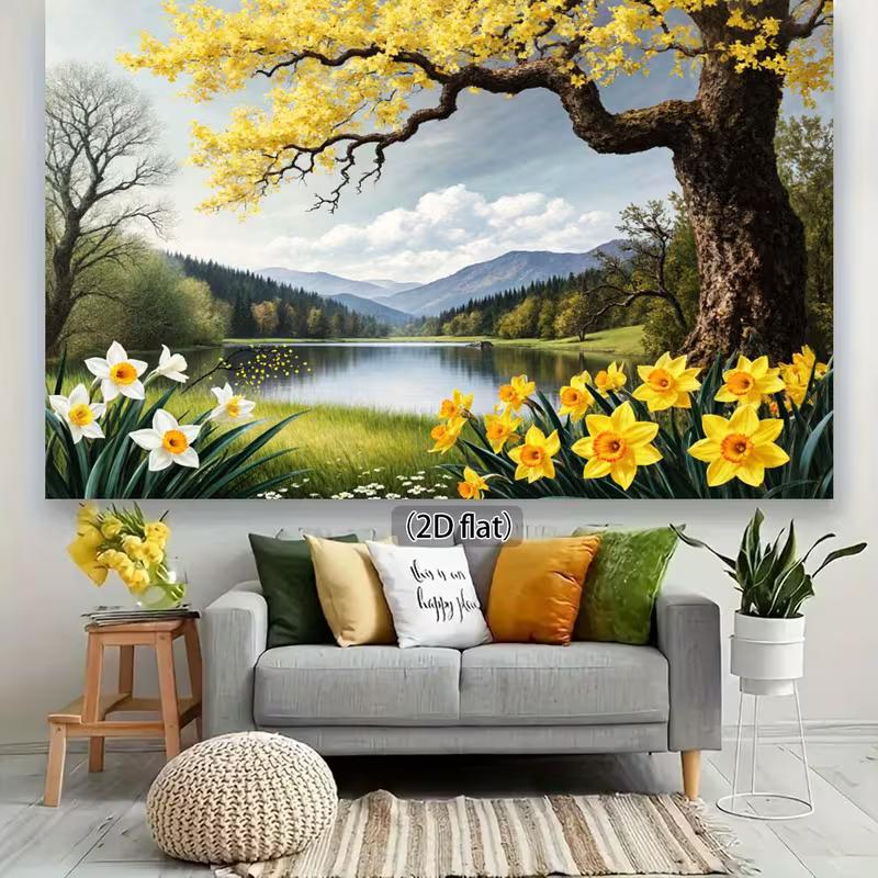 2D Dreamy Spring Landscape Backdrop for Live Streaming & Room Decor