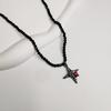 Fashionable Necklace Adornment With Black Crystal Beads Highlighting Heart And Butterfly Symbols For Modern Women