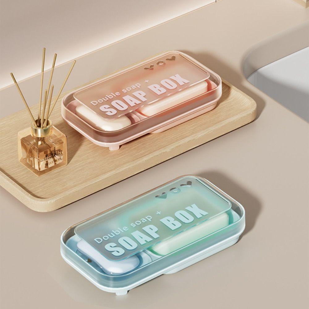 With Cover Double Soap Dishes Drainage Large Soap Holder New Soap Storage Box Bathroom Travel