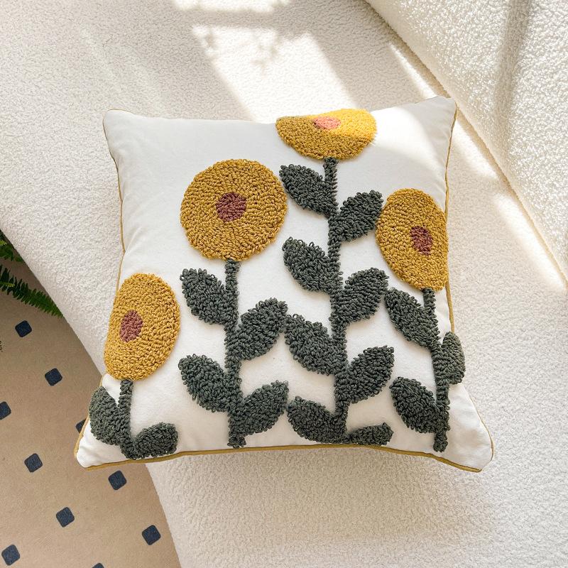 Nordic Embroidered Floral Pillow Cover Decorative Cushion Case For Living Room Sofa Home Decor Backrest Throw Pillow