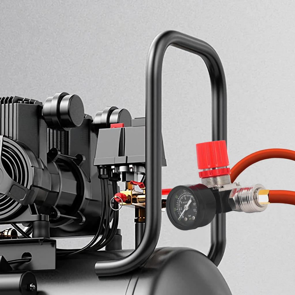 Regulator Kit with Gauge 4 Way Valve 0‑180 PSI European for Pneumatic Tools