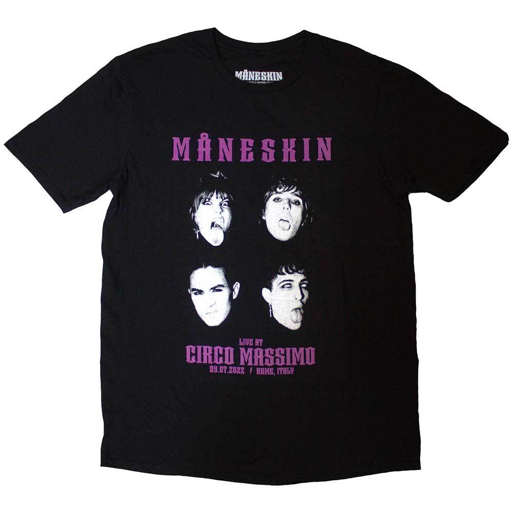 Maneskin Live At Circo Massimo 2022 Faces T-Shirt Black New Unisex T-Shirt XL