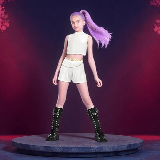 Medžiotojo kostiumas mergaitėms Vaikams Anime įkvėptas Cosplay Sceninė apranga Idol Dainininkės Baltas Pasipuošimo Suknelės Blizgantis vakarėlio rinkinys